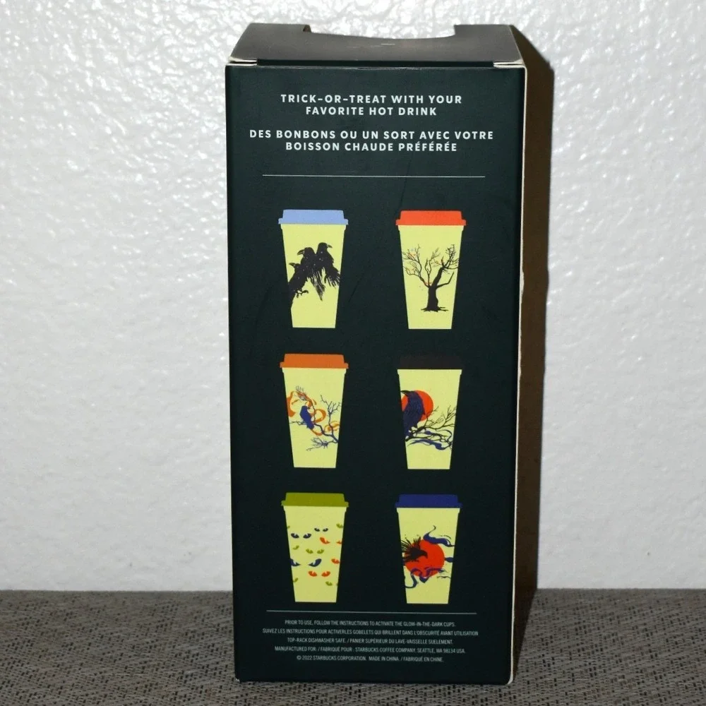 Starbucks Reusable Hot Cups 16oz Multi New Halloween 2022 Glow In Dark 6pk
